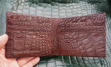 Double Side Genuine Brown Crocodile Belly Leather Skin Men's Bifold Wallet #Y30 picture
