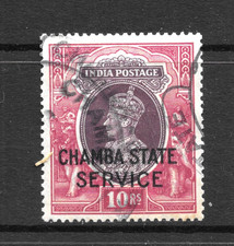 1938-40 CHAMBA STATE, SG071 USED, CAT £1800 10R, KGVI, KG6, INDIA INDIAN STATES picture