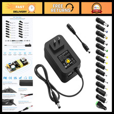 Universal Adjustable Power Adapter 30W AC to DC 3V-12V, USB Port, 14 Tips, 4.9FT picture