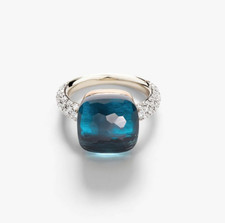 Pomellato Nudo Maxi London Blue topaz Ring for Her,925 Sterling Silver Ring picture