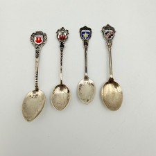 Vintage German Souvenir Spoons 800 835 Silver Enamel Crests Set of 4 REU picture