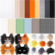 DIY Therian Mask Kit Felt Fabric Faux Fur Strips Plastic Mesh Sheets for Therian picture