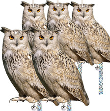 5 Pack Owl to Keep Birds Away Decoy Scare Fake Owl Reflective Hanging Repellent picture