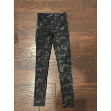 SPANX Faux Leather  Black Camo High-Rise Performance Leggings picture