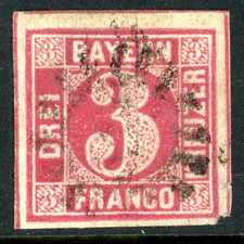 Germany States 1862 Bavaria 3 Kreuzer Carmine Scott #10 VFU K844 picture