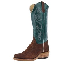 New Olathe Men`s Cowboy Boots RR Havana Tag Boar Turquoise Soft Ice Top MSRP$469 picture