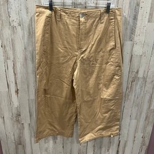 Vintage Spartelle Khaki Wide Leg Linen Cotton Capri Pants Womens 16 Y2K picture