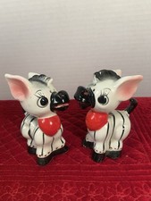 1950’s Anthropomorphic Donkey/Zebra Salt & Pepper Set With Cork Stoppers - Japan picture