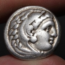 Alexander the Great Drachm Ancient Greek Silver Coin 323BC Zeus Hercules picture