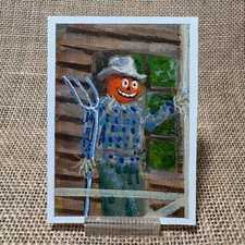 ACEO Original, Landscape, Pumpkin, Autumn, Fall, Halloween, Painting, Art picture