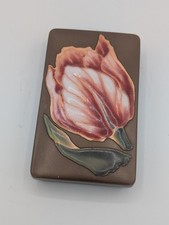 RARE Vtg 50s Japan Ando Jubei Copper Cloisonne Enamel Raised Flower Trinket Box picture