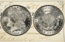 1889 ~ CHOICE to GEM BU MS MORGAN SILVER DOLLAR ~ FROM ORIGINAL BANK BAG ~ LOT picture