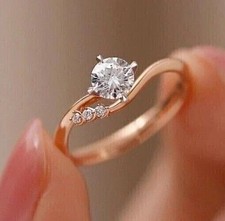 2Ct Round Lab Created Diamond Women's Gorgeous Wedding Ring 14k Rose Gold Plated picture