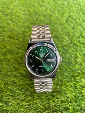 Vintage Seiko 5 Automatic Men's Wrist Watch, Green Dial, Stainless steel band picture