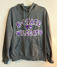 Kansas State Wildcats K-State Gray Pullover Hoodie Sweatshirt Purple White picture
