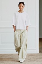 NTW S White BUTTONED ASYMMETRIC T-SHIRT ROUND NECK ORGANICALLY COTTON picture