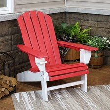 All-Weather Red/White Outdoor Adirondack Chair by Sunnydaze picture
