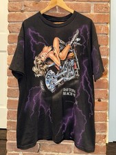 Vintage 1995 3D Emblem Daytona Bike Week Shirt Purple Lightning Alligator AOP XL picture