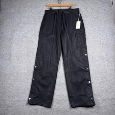 MNML Ultra Baggy Leather Snap Cargo Pants Mens 34 Black Wide Leg NWT picture