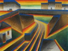 Arthur Segal Embankment 1922 Expressionist Urban Landscape picture