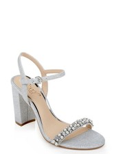 The Jewel Badgley Mischka Dee Pearl and Crystal High Block Heels - Size 9 picture
