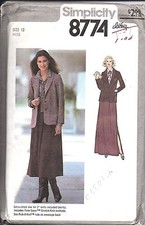 8774 Simplicity Vintage SEWING Pattern Misses Blouse Unlined Jacket Skirt OOP picture