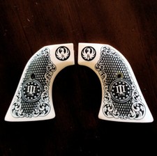 Ivory Ruger Vaquero Blackhawk 3D Engraved Grips Single Six XR3-RED Frame picture