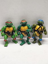 Vintage 1988 TMNT Soft Head Turtle Figure Lot (3) w/ Original Belts picture