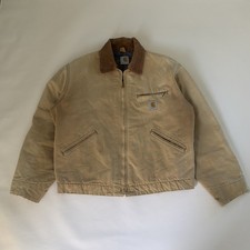 Vintage ‘90s Carhartt Detroit Jacket Heavily Faded Brown Duck Canvas picture