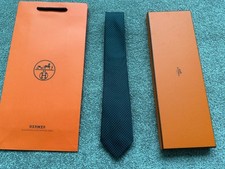 Authentic HERMÈS Paris Silk Tie Gray Micro Dot Geometric Pattern Men's Necktie picture