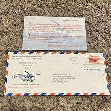 RARE 1956 CHICAGO HELICOPTER AIRWAYS FIRST FLIGHT COVER O'HARE WITH INSERT picture