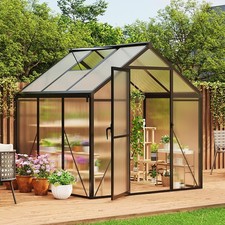 6x6ft Walk-in Greenhouse Metal Frame PC Panel Roof Vent Lockable Plant Gardening picture
