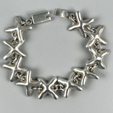 Taxco Mexico TC-223 Sterling Silver Modernist X Link Bracelet 33.45g 7” picture
