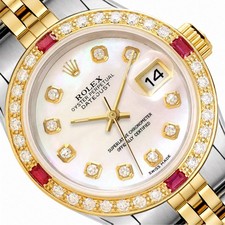 Rolex Datejust 69173 26mm Ruby Diamond Gold Steel Women's Watch picture