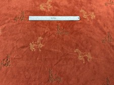 Burnt Orange Fleece Fabric  with Brown and Gold Embroidered Horses, 1 1/2 yards picture