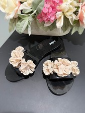 Melissa Black Jelly Sandals 3D Cream Floral Flower Slides US 8 EU 39 slides picture