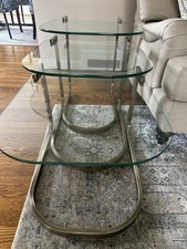Vintage DIA Design Institute America Nesting Tables - 1991 Postmodrn Brass Glass picture