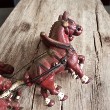 Vintage Cast Iron Budweiser Clydesdale Horses No Beer Wagon Replacement ￼Parts picture