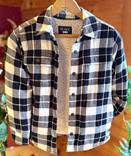 The Children's Place Check Lined Shirt Jacket Button Black/White Boys 7-8Y picture