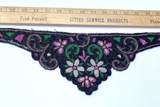 FABULOUS Antique BEADED Scarf Collar Belt Sash Black Pinks Green Blue 1920s WOW picture