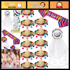 13 Pcs Bachelorette Party Set - Bride Veil, 11 Hats, Fiesta Decorations, Fun Sup picture