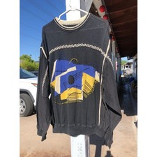 Vintage SELDOM Different Material Abstract Graphic Knit Sweater Germany Coogi, L picture
