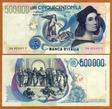 Italy, 500000 (500,000) Lire, 1997, P-118  pre-Euro, UNC   Raphael picture