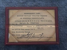 1927 Motion Picture Theatre Owners Card Ralph Shadley Academy Meadville PA picture
