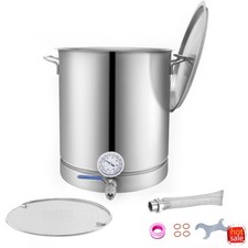 16 Gallon Stainless Steel Brew Kettle, Tri-Ply Bottom, Lid & Thermometer picture