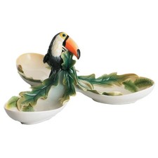 FRANZ Paradise Call Tucan Collection Plate Porcelain Tropical Bird Art Dish picture