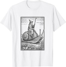 Funny Wizard Mage on Giant Snail T-Shirt for Unique Style picture