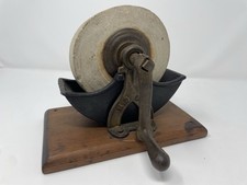 Antique H B & M Cast Iron Water Cooled Grindstone Sharpener Hand Crank Whetstone picture