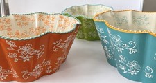 Temp-tations Floral Lace Summer Boho 4-Pc Nested Bowl Set Ruffled Retired NEW picture