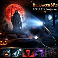 2× Led Halloween USB Projector Light Night Lamp w/ 6 Patterns Holiday Decor USA picture